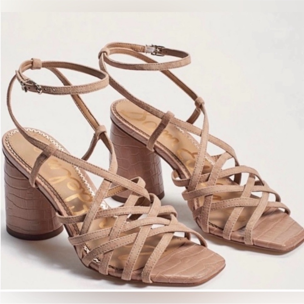 Sam Edelman Tan Strappy Block Heels - Size 8.5